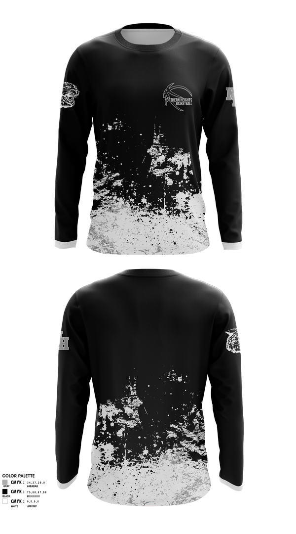 Long Sleeve Performance Shirt, Northern Heights High School Basketball, Men's Basketball, Teamtime, Team time, sublimation, custom sports apparel, team uniforms, spirit wear, spiritwear, sports uniforms, custom shirts, team store, custom team store, fundraiser sports, apparel fundraiser