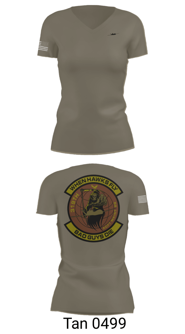 Women's Short Sleeve Vneck Shirt, 319th Maintenance Squadron, Air Force, Teamtime, Team time, sublimation, custom sports apparel, team uniforms, spirit wear, spiritwear, sports uniforms, custom shirts, team store, custom team store, fundraiser sports, apparel fundraiser