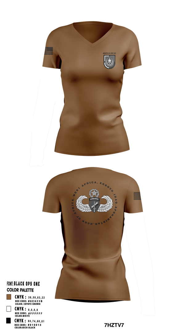 Womens Short Sleeve Vneck Shirt, 404 Civil Affairs Battalion (Airborne), Army, Teamtime, Team time, sublimation, custom sports apparel, team uniforms, spirit wear, spiritwear, sports uniforms, custom shirts, team store, custom team store, fundraiser sports, apparel fundraiser
