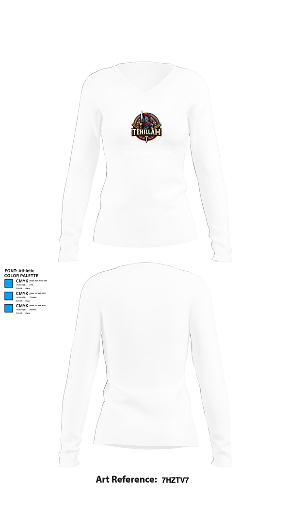 Womens Long Sleeve Vneck Shirt, Tehillah Christian Academy, Spirit Store, Teamtime, Team time, sublimation, custom sports apparel, team uniforms, spirit wear, spiritwear, sports uniforms, custom shirts, team store, custom team store, fundraiser sports, apparel fundraiser
