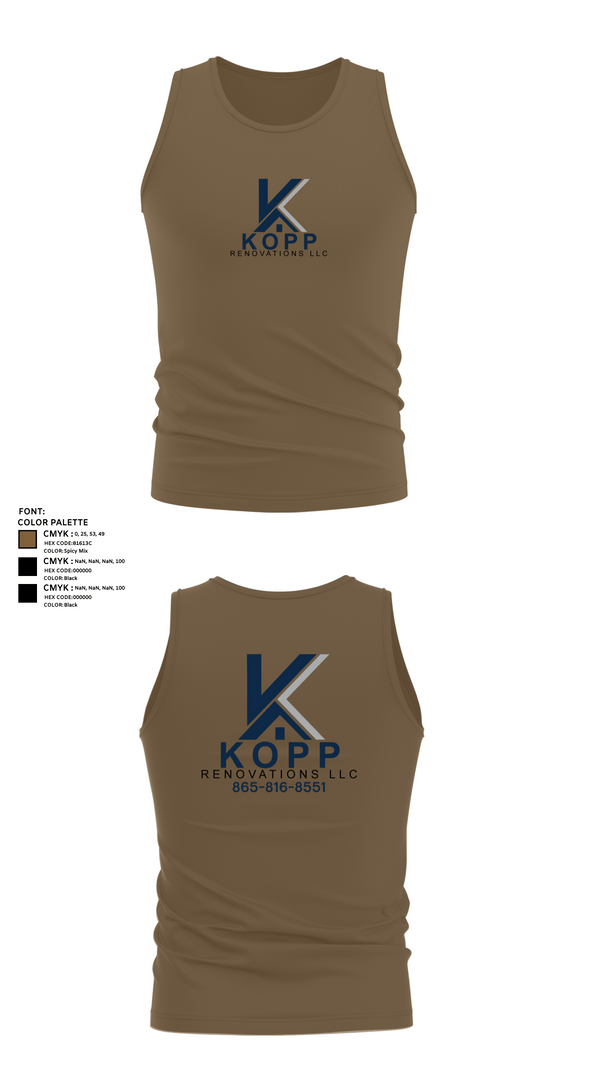 Tank Top, Kopp Renovations, , Teamtime, Team time, sublimation, custom sports apparel, team uniforms, spirit wear, spiritwear, sports uniforms, custom shirts, team store, custom team store, fundraiser sports, apparel fundraiser