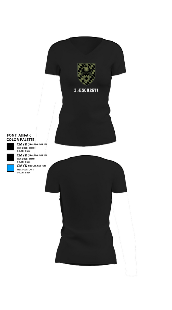 Women's Short Sleeve Vneck Shirt, 3./HSchRgt1, Army, Teamtime, Team time, sublimation, custom sports apparel, team uniforms, spirit wear, spiritwear, sports uniforms, custom shirts, team store, custom team store, fundraiser sports, apparel fundraiser