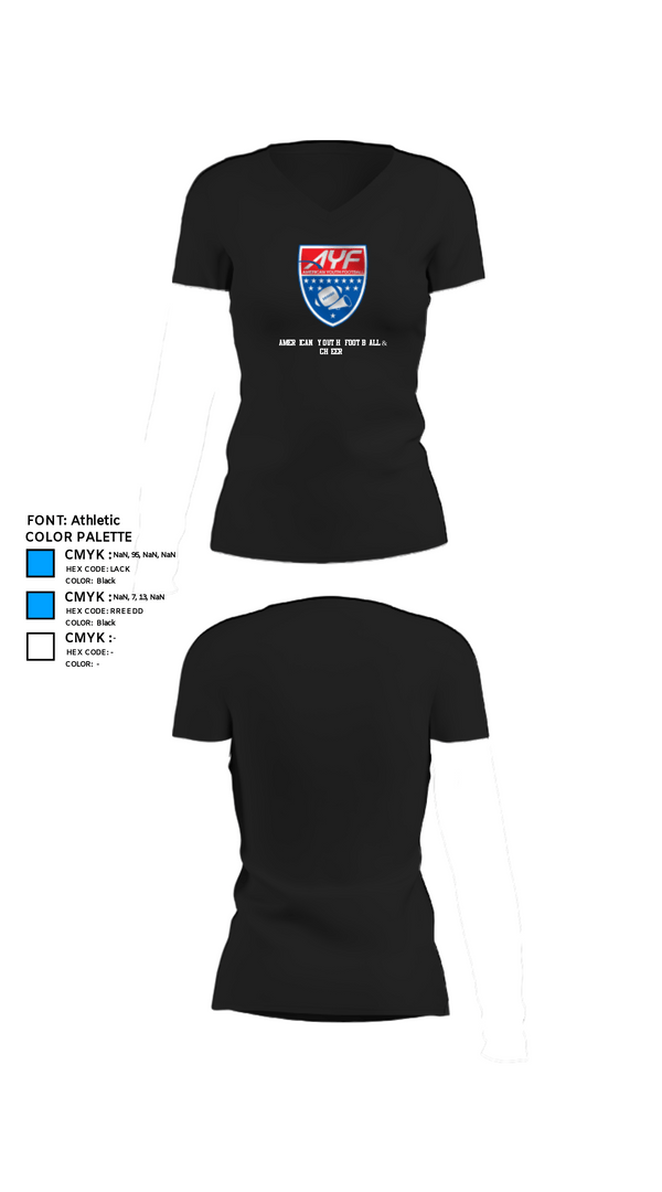 Women's Short Sleeve Vneck Shirt, American Youth Football & Cheer, Football, Teamtime, Team time, sublimation, custom sports apparel, team uniforms, spirit wear, spiritwear, sports uniforms, custom shirts, team store, custom team store, fundraiser sports, apparel fundraiser