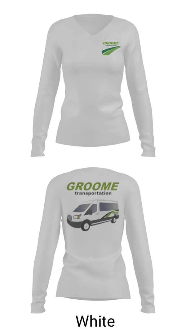 Womens Long Sleeve Vneck Shirt, Groome Transportation, , Teamtime, Team time, sublimation, custom sports apparel, team uniforms, spirit wear, spiritwear, sports uniforms, custom shirts, team store, custom team store, fundraiser sports, apparel fundraiser