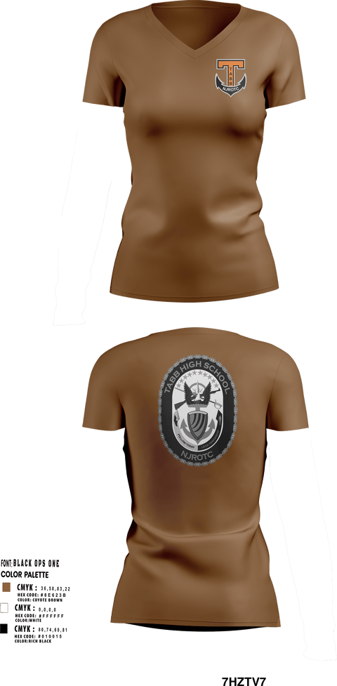 Womens Short Sleeve Vneck Shirt, Tabb NJROTC, Navy, Teamtime, Team time, sublimation, custom sports apparel, team uniforms, spirit wear, spiritwear, sports uniforms, custom shirts, team store, custom team store, fundraiser sports, apparel fundraiser