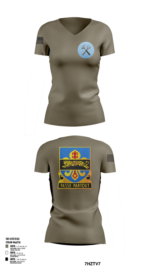 Womens Short Sleeve Vneck Shirt, HHD, 415th Military Intelligence Battalion, National Guard, Teamtime, Team time, sublimation, custom sports apparel, team uniforms, spirit wear, spiritwear, sports uniforms, custom shirts, team store, custom team store, fundraiser sports, apparel fundraiser