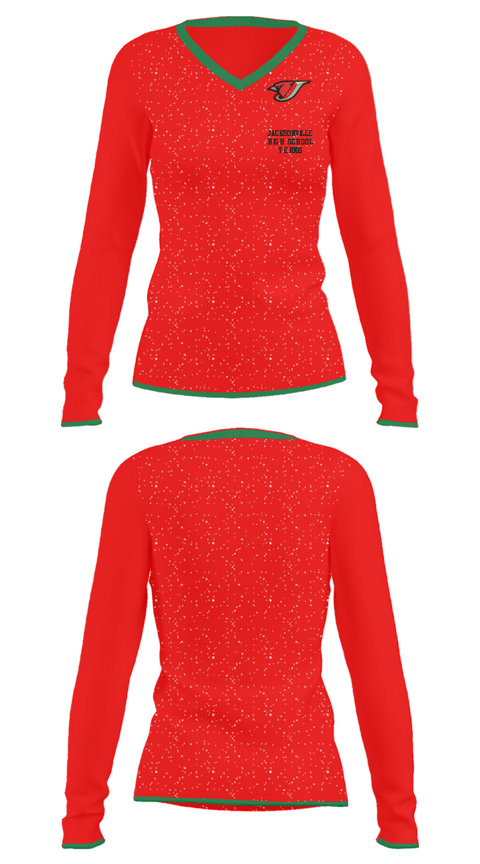 Women's Long Sleeve Vneck Shirt, Jacksonville High School Tennis, Tennis, Teamtime, Team time, sublimation, custom sports apparel, team uniforms, spirit wear, spiritwear, sports uniforms, custom shirts, team store, custom team store, fundraiser sports, apparel fundraiser