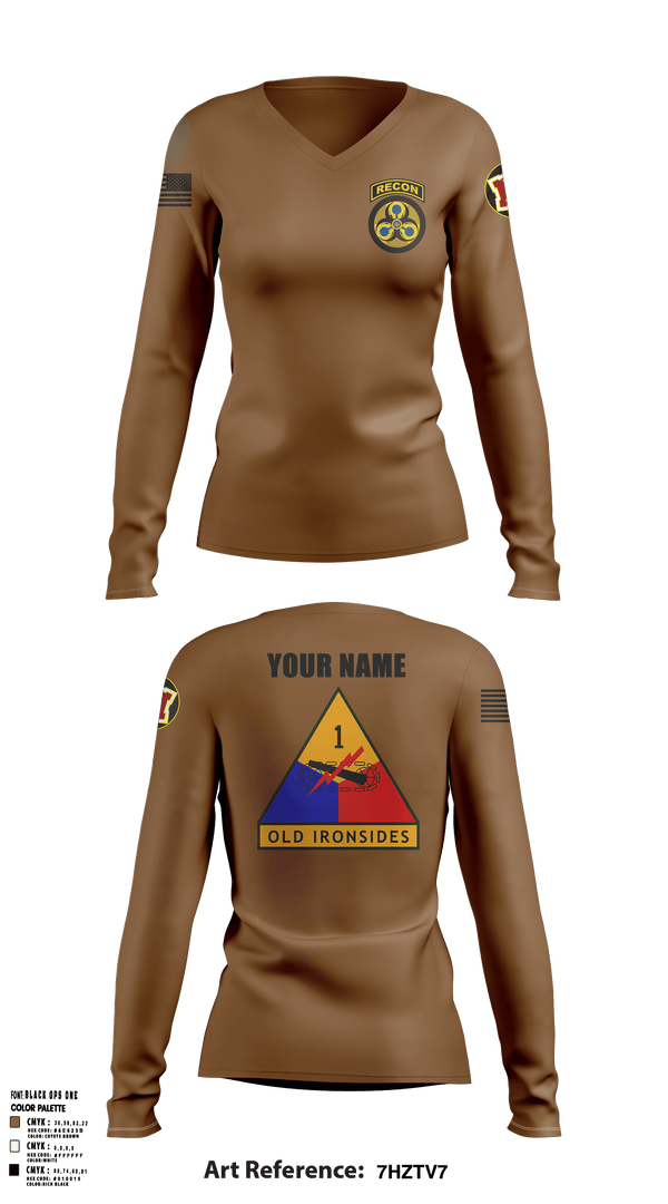 Womens Long Sleeve Vneck Shirt, Recon2, Army, Teamtime, Team time, sublimation, custom sports apparel, team uniforms, spirit wear, spiritwear, sports uniforms, custom shirts, team store, custom team store, fundraiser sports, apparel fundraiser