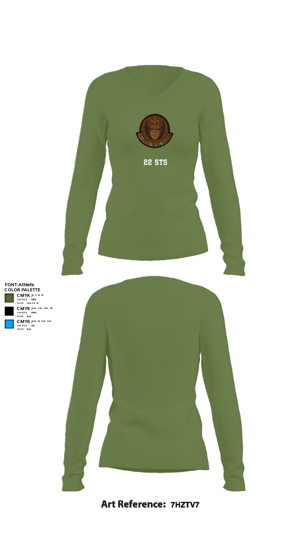 Women's Long Sleeve Vneck Shirt, 22 STS, Air Force, Teamtime, Team time, sublimation, custom sports apparel, team uniforms, spirit wear, spiritwear, sports uniforms, custom shirts, team store, custom team store, fundraiser sports, apparel fundraiser