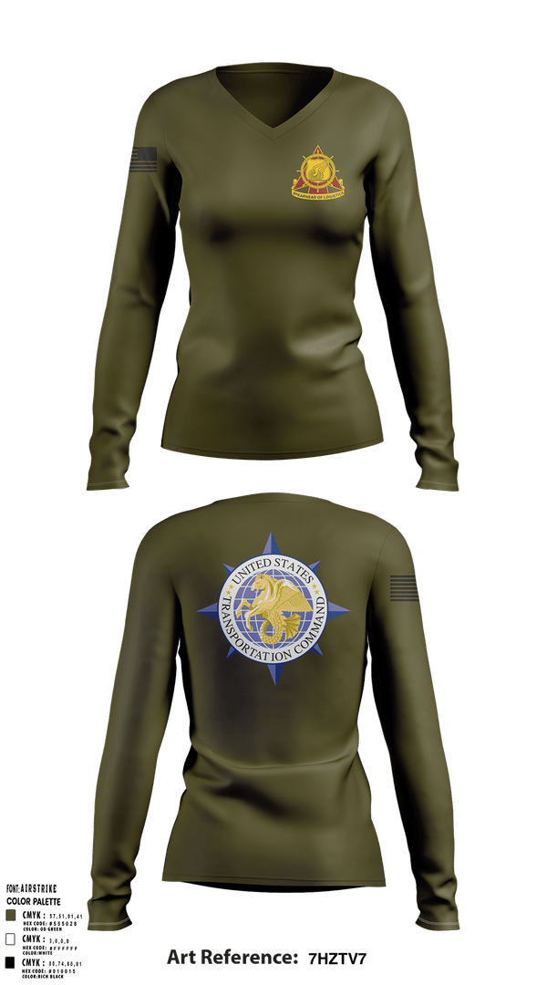Womens Long Sleeve Vneck Shirt, 773rd transportation company, Army, Teamtime, Team time, sublimation, custom sports apparel, team uniforms, spirit wear, spiritwear, sports uniforms, custom shirts, team store, custom team store, fundraiser sports, apparel fundraiser
