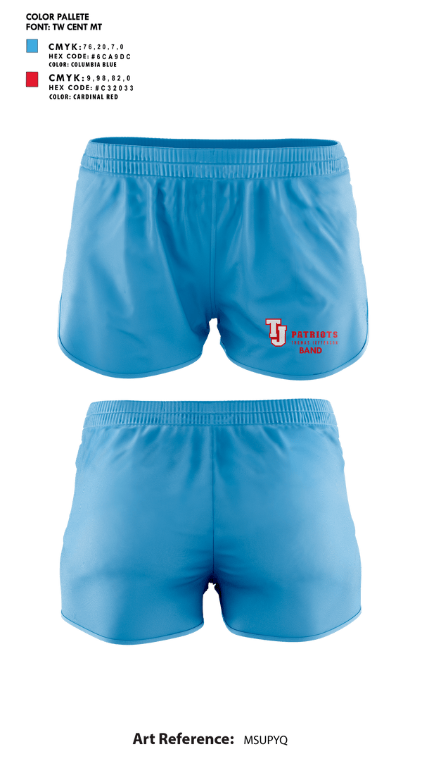Womens Shorts, Thomas Jefferson High School Band, Spirit Store, Teamtime, Team time, sublimation, custom sports apparel, team uniforms, spirit wear, spiritwear, sports uniforms, custom shirts, team store, custom team store, fundraiser sports, apparel fundraiser