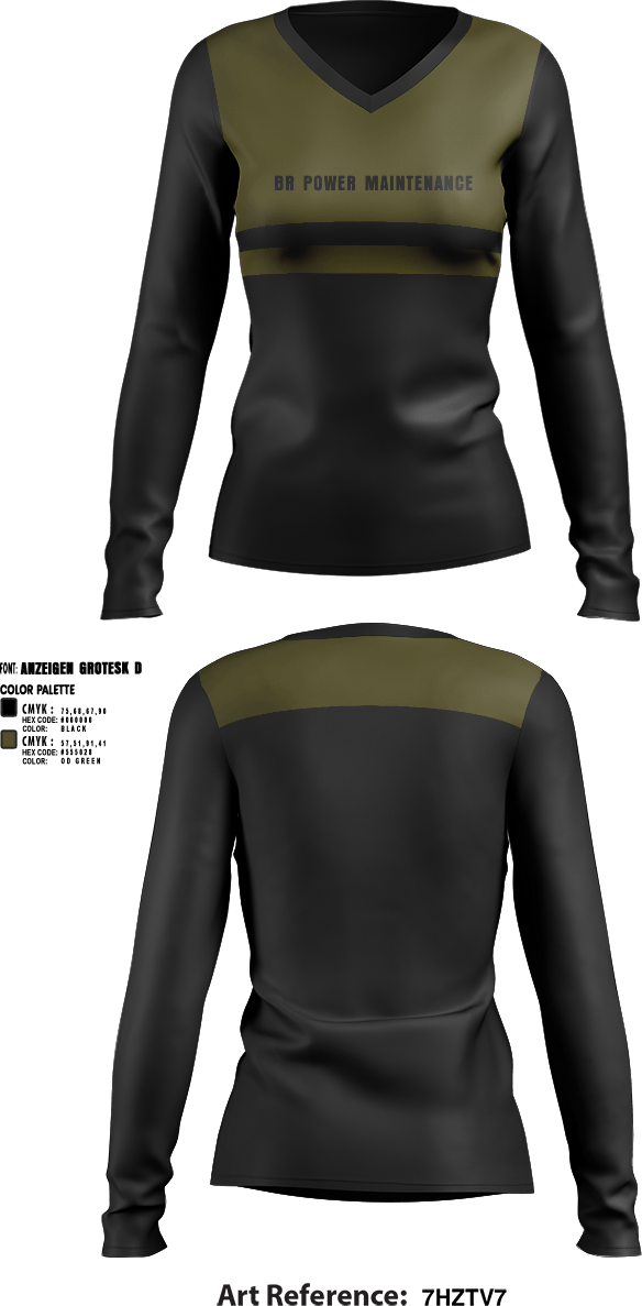 Womens Long Sleeve Vneck Shirt, br power maintenance, , Teamtime, Team time, sublimation, custom sports apparel, team uniforms, spirit wear, spiritwear, sports uniforms, custom shirts, team store, custom team store, fundraiser sports, apparel fundraiser