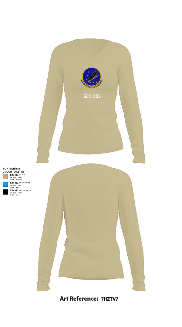 Womens Long Sleeve Vneck Shirt, 509 OSS, Air Force, Teamtime, Team time, sublimation, custom sports apparel, team uniforms, spirit wear, spiritwear, sports uniforms, custom shirts, team store, custom team store, fundraiser sports, apparel fundraiser
