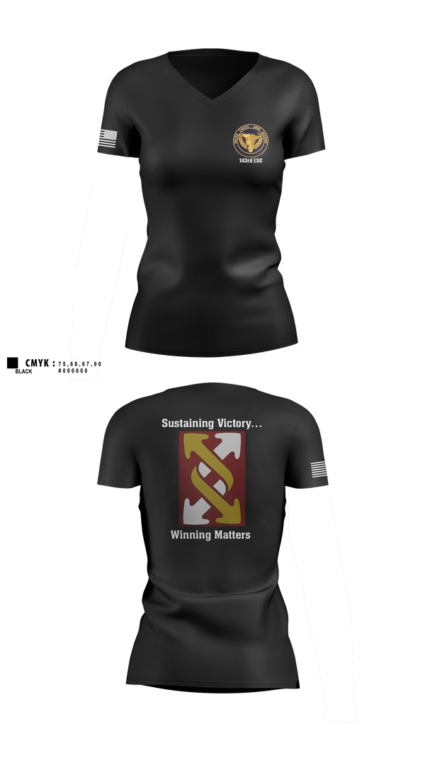 Womens Short Sleeve Vneck Shirt, 143rd ESC, , Teamtime, Team time, sublimation, custom sports apparel, team uniforms, spirit wear, spiritwear, sports uniforms, custom shirts, team store, custom team store, fundraiser sports, apparel fundraiser