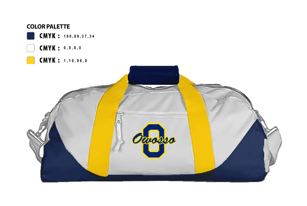 Duffle Bag, Owosso High School Golf, Golf, Teamtime, Team time, sublimation, custom sports apparel, team uniforms, spirit wear, spiritwear, sports uniforms, custom shirts, team store, custom team store, fundraiser sports, apparel fundraiser
