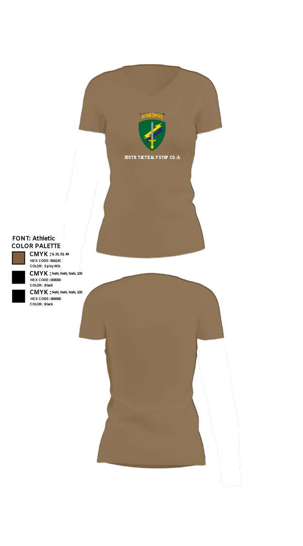 Women's Short Sleeve Vneck Shirt, 325th Tactical PSYOP Co. (A), Army, Teamtime, Team time, sublimation, custom sports apparel, team uniforms, spirit wear, spiritwear, sports uniforms, custom shirts, team store, custom team store, fundraiser sports, apparel fundraiser