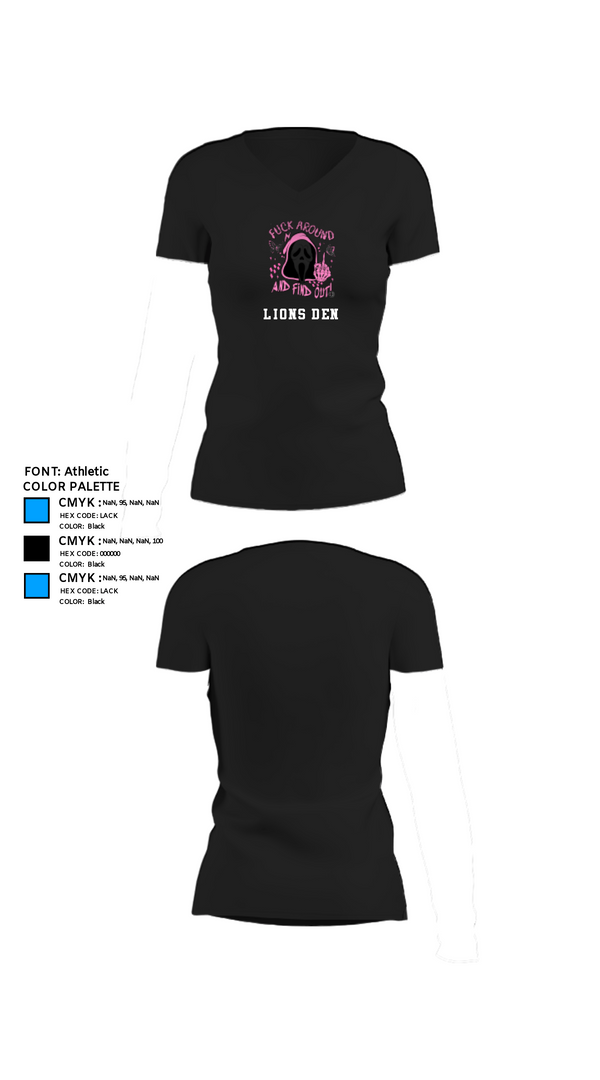 Women's Short Sleeve Vneck Shirt, Lions den, Football, Teamtime, Team time, sublimation, custom sports apparel, team uniforms, spirit wear, spiritwear, sports uniforms, custom shirts, team store, custom team store, fundraiser sports, apparel fundraiser
