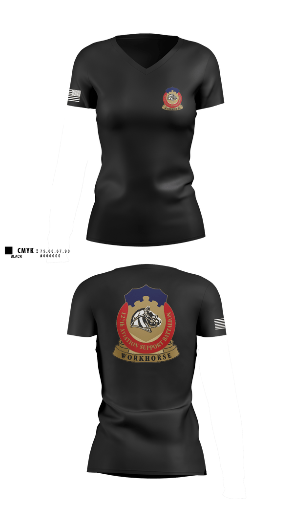 Womens Short Sleeve Vneck Shirt, 127th ASB WORKHORSE, Army, Teamtime, Team time, sublimation, custom sports apparel, team uniforms, spirit wear, spiritwear, sports uniforms, custom shirts, team store, custom team store, fundraiser sports, apparel fundraiser