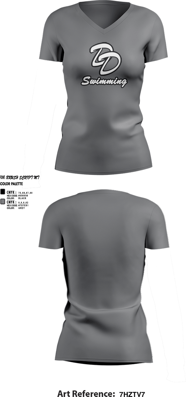 Womens Short Sleeve Vneck Shirt, David Douglas High School Swimming, Swimming, Teamtime, Team time, sublimation, custom sports apparel, team uniforms, spirit wear, spiritwear, sports uniforms, custom shirts, team store, custom team store, fundraiser sports, apparel fundraiser