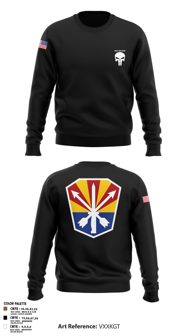 Crew Neck Sweatshirt, HHC 153 CSSB, National Guard, Teamtime, Team time, sublimation, custom sports apparel, team uniforms, spirit wear, spiritwear, sports uniforms, custom shirts, team store, custom team store, fundraiser sports, apparel fundraiser