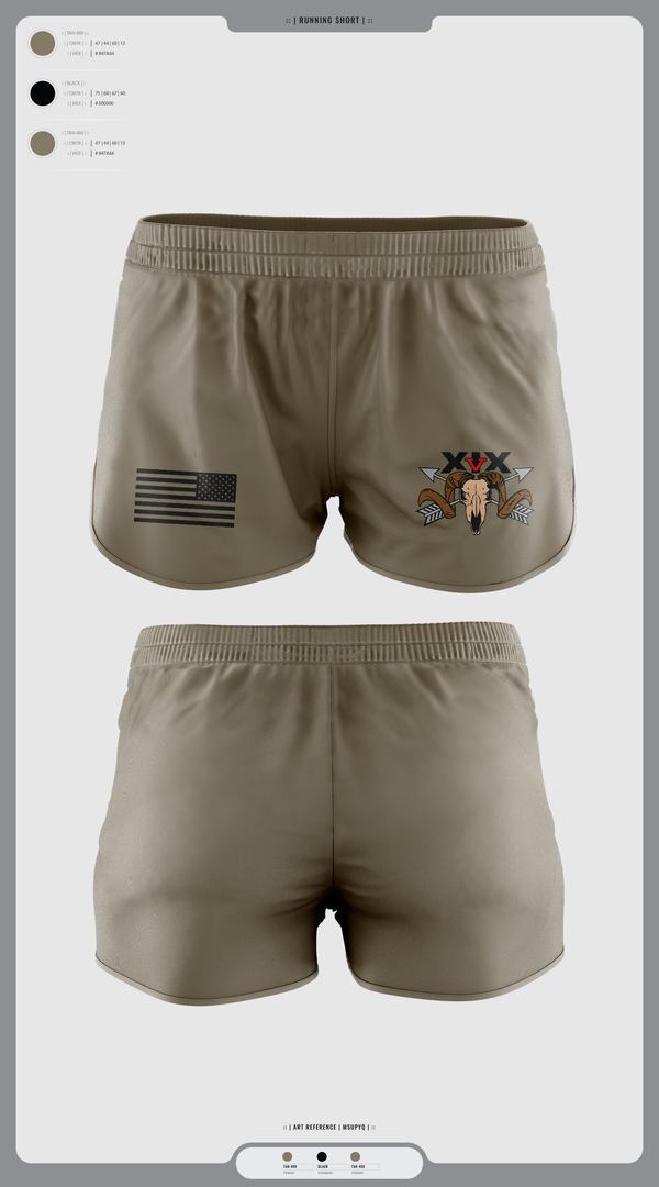 Womens Shorts, 5/19th SFG, National Guard, Teamtime, Team time, sublimation, custom sports apparel, team uniforms, spirit wear, spiritwear, sports uniforms, custom shirts, team store, custom team store, fundraiser sports, apparel fundraiser