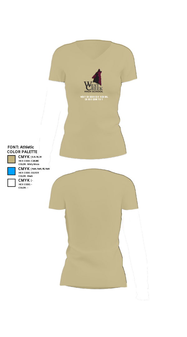 Womens Short Sleeve Vneck Shirt, West Creek High School Cross Country, Cross Country, Teamtime, Team time, sublimation, custom sports apparel, team uniforms, spirit wear, spiritwear, sports uniforms, custom shirts, team store, custom team store, fundraiser sports, apparel fundraiser