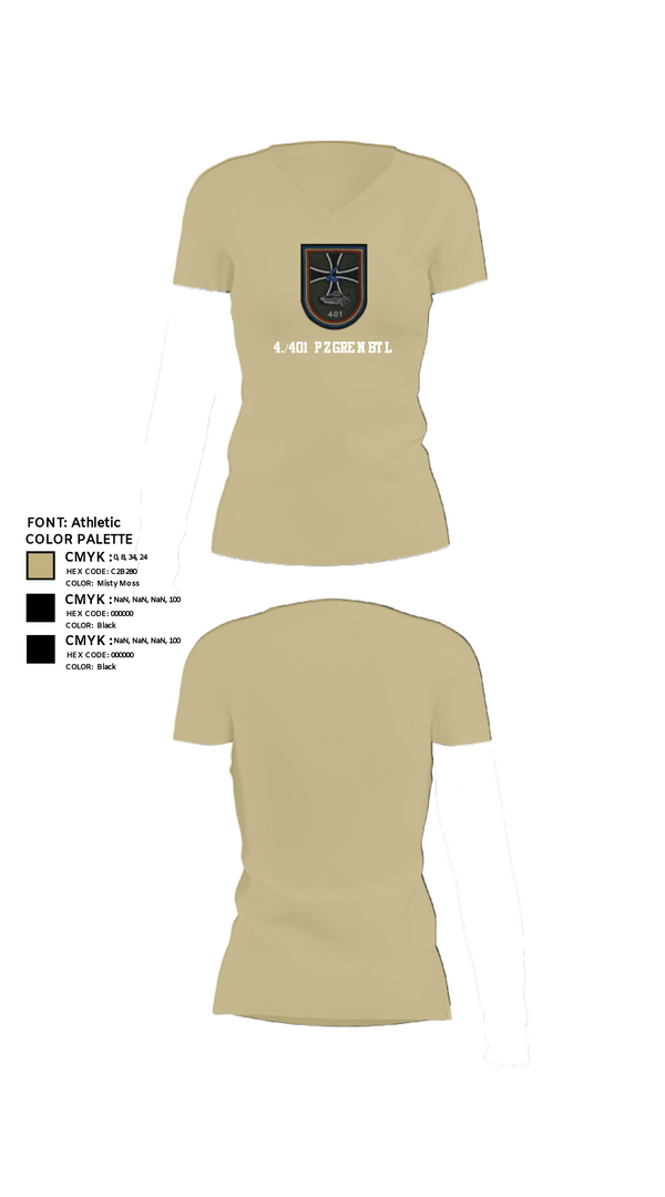 Womens Short Sleeve Vneck Shirt, 4./401 PzGrenBtl, Army, Teamtime, Team time, sublimation, custom sports apparel, team uniforms, spirit wear, spiritwear, sports uniforms, custom shirts, team store, custom team store, fundraiser sports, apparel fundraiser