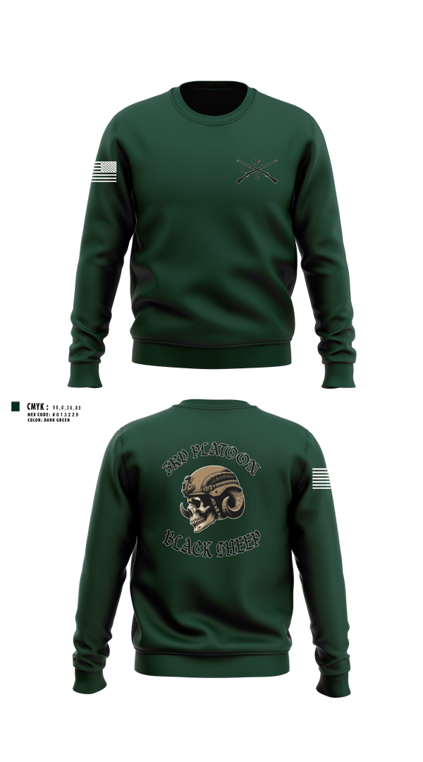Crew Neck Sweatshirt, 3rd PLT Black SheepDelta company 114, Army, Teamtime, Team time, sublimation, custom sports apparel, team uniforms, spirit wear, spiritwear, sports uniforms, custom shirts, team store, custom team store, fundraiser sports, apparel fundraiser