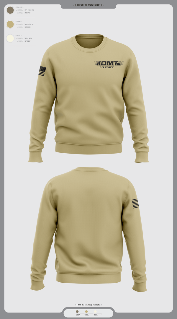 Crew Neck Sweatshirt, IDMT, Air Force, Teamtime, Team time, sublimation, custom sports apparel, team uniforms, spirit wear, spiritwear, sports uniforms, custom shirts, team store, custom team store, fundraiser sports, apparel fundraiser