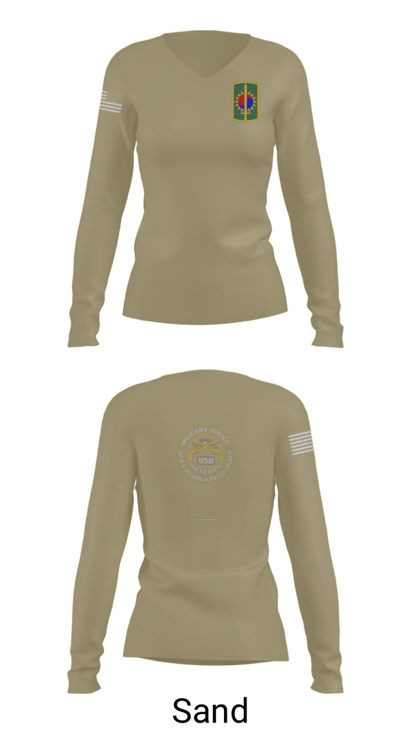 Women's Long Sleeve Vneck Shirt, 142ND MILITARY POLICE, Army, Teamtime, Team time, sublimation, custom sports apparel, team uniforms, spirit wear, spiritwear, sports uniforms, custom shirts, team store, custom team store, fundraiser sports, apparel fundraiser