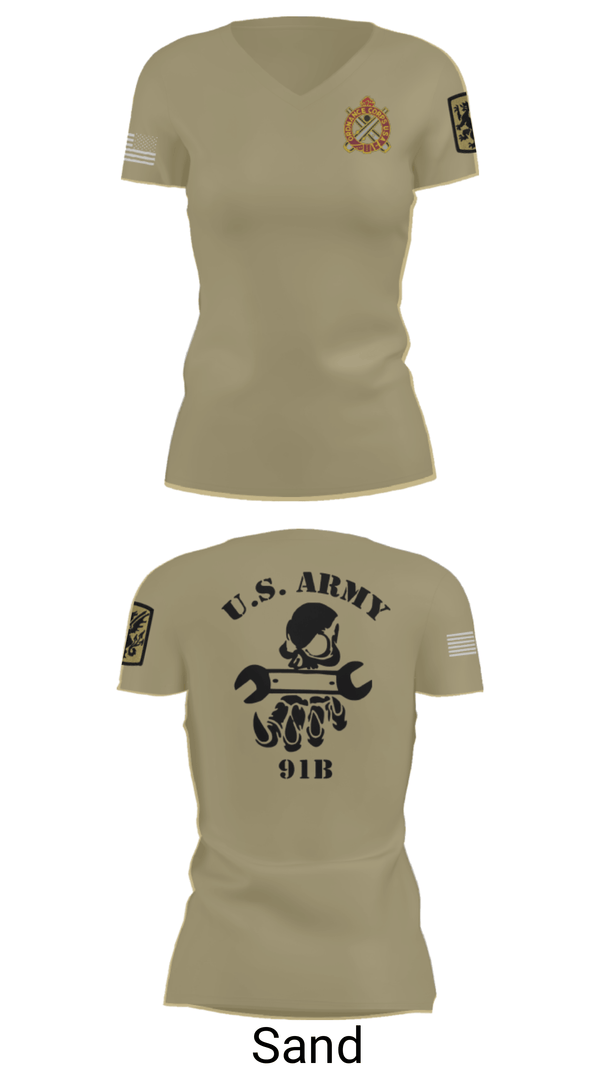 Womens Short Sleeve Vneck Shirt, 411TH, Army, Teamtime, Team time, sublimation, custom sports apparel, team uniforms, spirit wear, spiritwear, sports uniforms, custom shirts, team store, custom team store, fundraiser sports, apparel fundraiser
