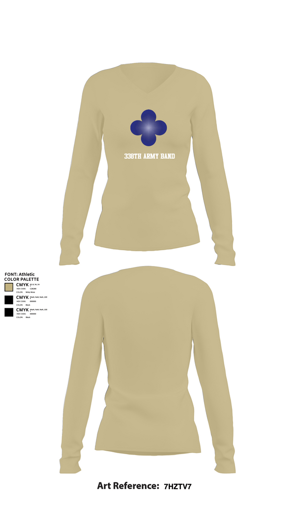 Womens Long Sleeve Vneck Shirt, 338th Army Band, Army, Teamtime, Team time, sublimation, custom sports apparel, team uniforms, spirit wear, spiritwear, sports uniforms, custom shirts, team store, custom team store, fundraiser sports, apparel fundraiser