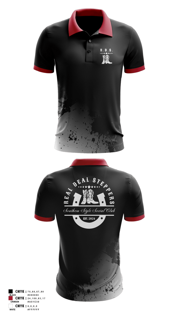 Short Sleeve Performance Polo, Real Deal Steppers, Spirit Store, Teamtime, Team time, sublimation, custom sports apparel, team uniforms, spirit wear, spiritwear, sports uniforms, custom shirts, team store, custom team store, fundraiser sports, apparel fundraiser