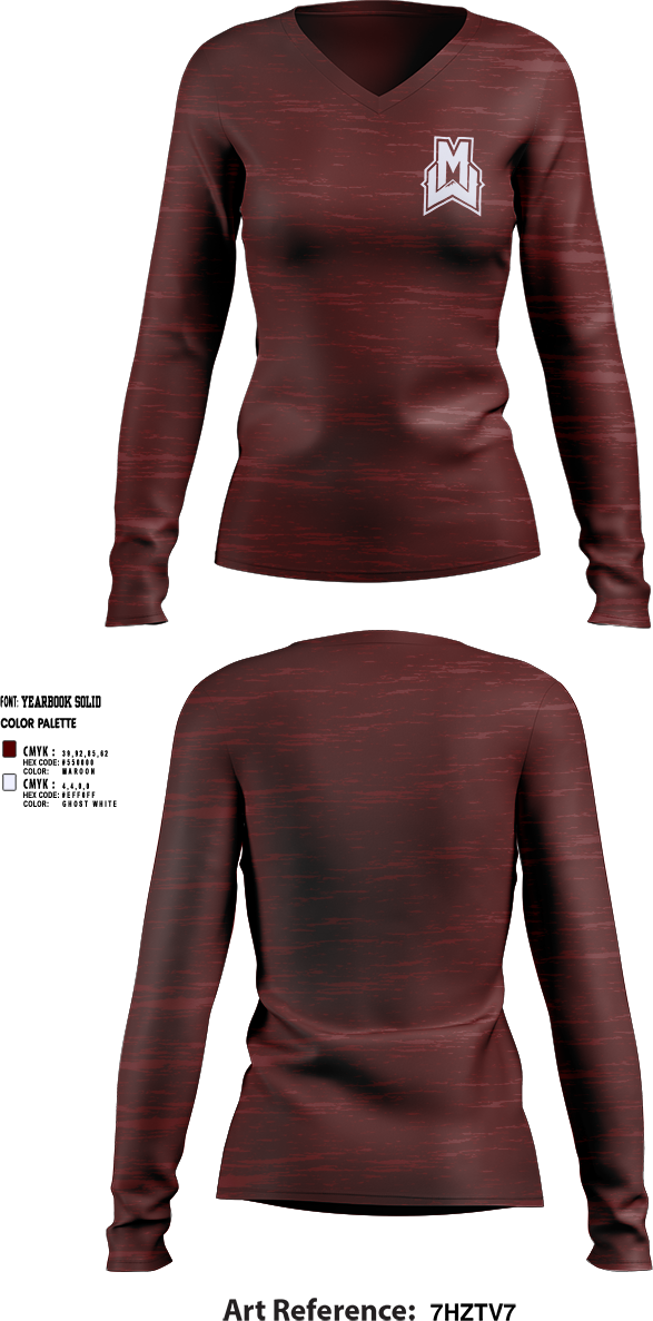 Womens Long Sleeve Vneck Shirt, Pioneers, , Teamtime, Team time, sublimation, custom sports apparel, team uniforms, spirit wear, spiritwear, sports uniforms, custom shirts, team store, custom team store, fundraiser sports, apparel fundraiser