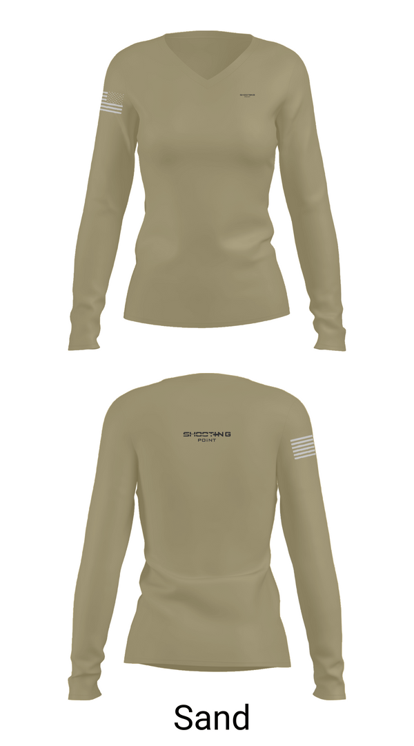 Womens Long Sleeve Vneck Shirt 1, Shootingpoint, Army, Teamtime, Team time, sublimation, custom sports apparel, team uniforms, spirit wear, spiritwear, sports uniforms, custom shirts, team store, custom team store, fundraiser sports, apparel fundraiser