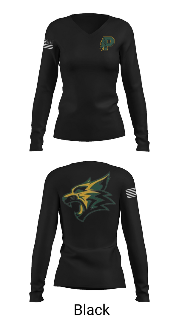 Womens Long Sleeve Vneck Shirt 1, Paradise High School Bobcats, Swimming, Teamtime, Team time, sublimation, custom sports apparel, team uniforms, spirit wear, spiritwear, sports uniforms, custom shirts, team store, custom team store, fundraiser sports, apparel fundraiser