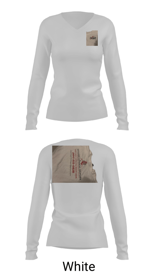 Women's Long Sleeve Vneck Shirt, Dynamic General Repairs Inc, , Teamtime, Team time, sublimation, custom sports apparel, team uniforms, spirit wear, spiritwear, sports uniforms, custom shirts, team store, custom team store, fundraiser sports, apparel fundraiser
