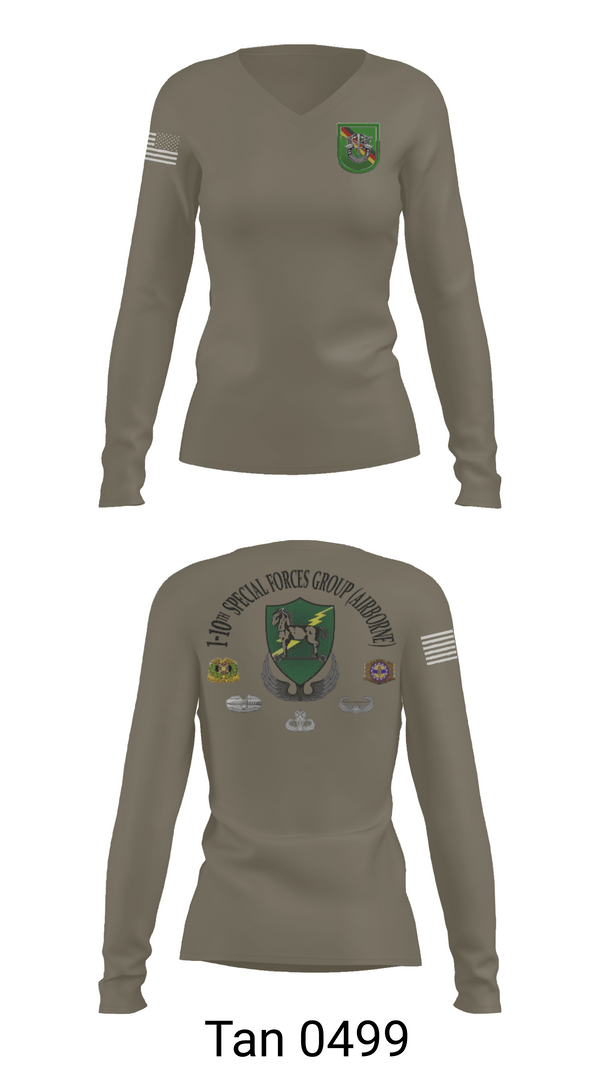 Womens Long Sleeve Vneck Shirt, 1-10 SFG FSC, Army, Teamtime, Team time, sublimation, custom sports apparel, team uniforms, spirit wear, spiritwear, sports uniforms, custom shirts, team store, custom team store, fundraiser sports, apparel fundraiser