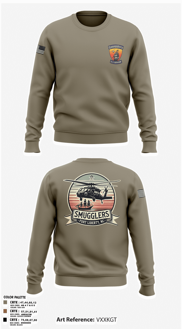 Crew Neck Sweatshirt, A/2135th GSAB “SMUGGLERS”, Army, Teamtime, Team time, sublimation, custom sports apparel, team uniforms, spirit wear, spiritwear, sports uniforms, custom shirts, team store, custom team store, fundraiser sports, apparel fundraiser