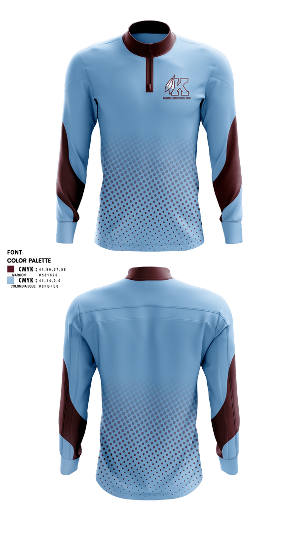 Quarter Zip Jacket, Kankakee High School Band, Spirit Store, Teamtime, Team time, sublimation, custom sports apparel, team uniforms, spirit wear, spiritwear, sports uniforms, custom shirts, team store, custom team store, fundraiser sports, apparel fundraiser
