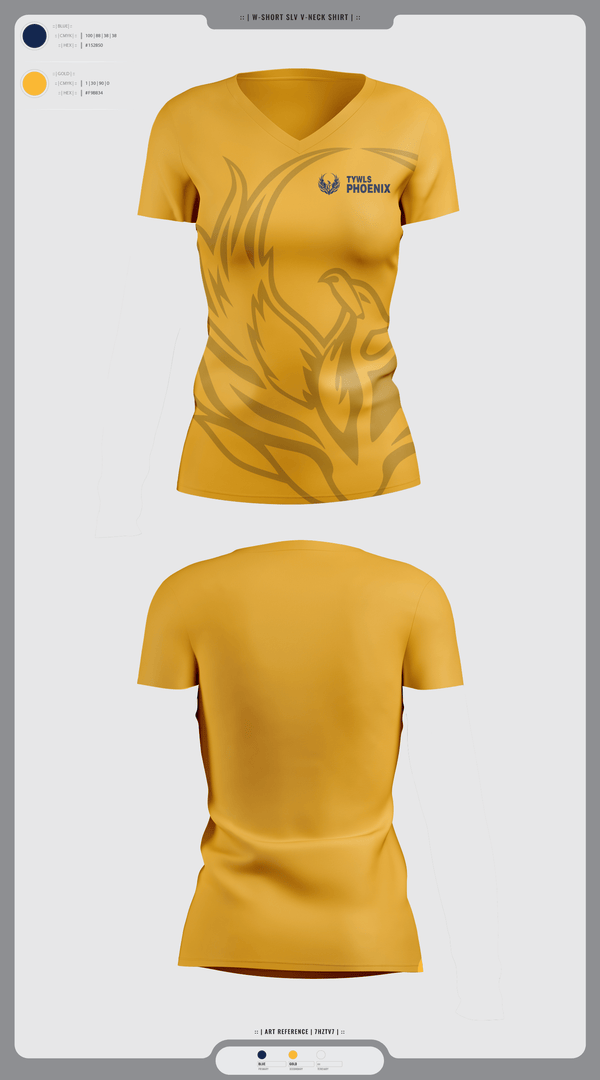 Womens Short Sleeve Vneck Shirt, TYWLS Phoenix, Spirit Store, Teamtime, Team time, sublimation, custom sports apparel, team uniforms, spirit wear, spiritwear, sports uniforms, custom shirts, team store, custom team store, fundraiser sports, apparel fundraiser