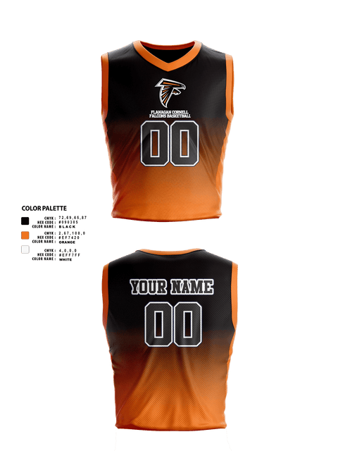 Mens Basketball Jersey, Flanagan Cornell Falcons Basketball, Men's Basketball, Teamtime, Team time, sublimation, custom sports apparel, team uniforms, spirit wear, spiritwear, sports uniforms, custom shirts, team store, custom team store, fundraiser sports, apparel fundraiser