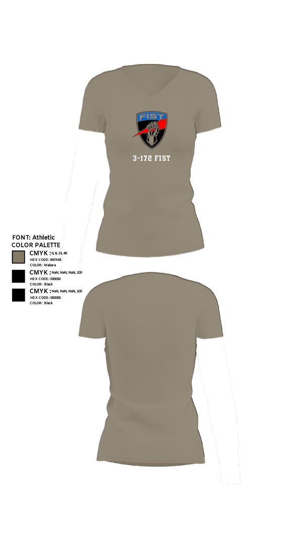 Womens Short Sleeve Vneck Shirt, 3-172 FiST, Army, Teamtime, Team time, sublimation, custom sports apparel, team uniforms, spirit wear, spiritwear, sports uniforms, custom shirts, team store, custom team store, fundraiser sports, apparel fundraiser