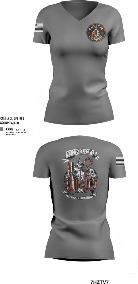 Womens Short Sleeve Vneck Shirt, Ace Custom Copper, , Teamtime, Team time, sublimation, custom sports apparel, team uniforms, spirit wear, spiritwear, sports uniforms, custom shirts, team store, custom team store, fundraiser sports, apparel fundraiser