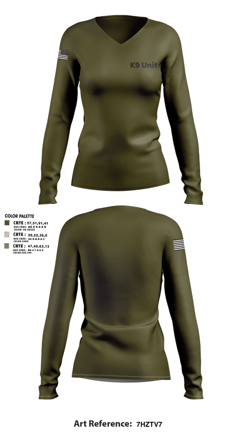 Womens Long Sleeve Vneck Shirt, K9 Unit, , Teamtime, Team time, sublimation, custom sports apparel, team uniforms, spirit wear, spiritwear, sports uniforms, custom shirts, team store, custom team store, fundraiser sports, apparel fundraiser