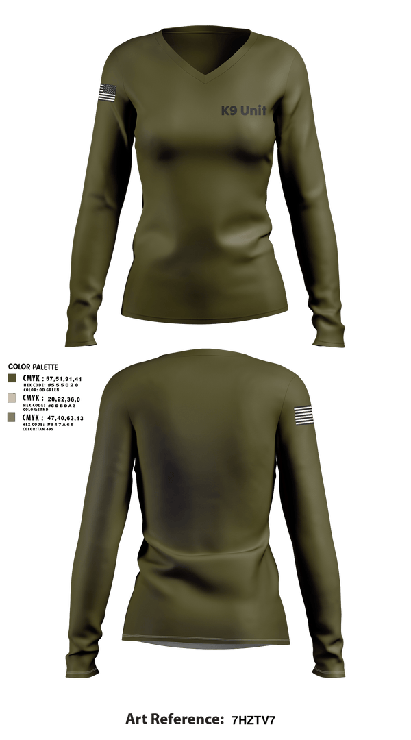 Womens Long Sleeve Vneck Shirt, K9 Unit, , Teamtime, Team time, sublimation, custom sports apparel, team uniforms, spirit wear, spiritwear, sports uniforms, custom shirts, team store, custom team store, fundraiser sports, apparel fundraiser