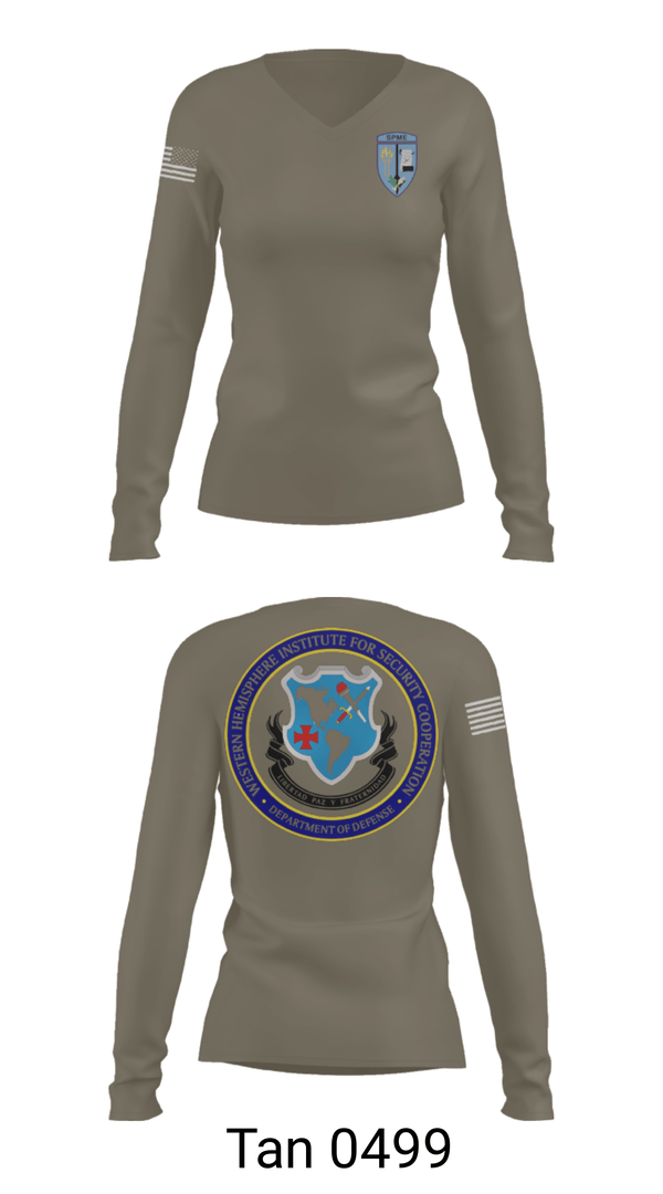 Womens Long Sleeve Vneck Shirt, WHINSEC, Army, Teamtime, Team time, sublimation, custom sports apparel, team uniforms, spirit wear, spiritwear, sports uniforms, custom shirts, team store, custom team store, fundraiser sports, apparel fundraiser