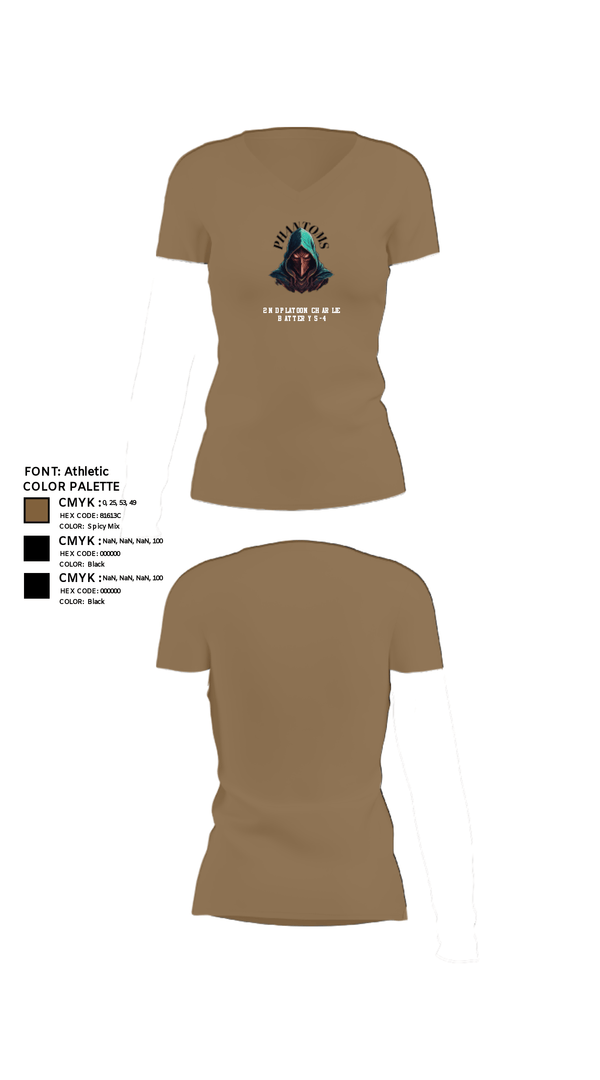 Womens Short Sleeve Vneck Shirt, 2nd Platoon Charlie Battery 5-4, Army, Teamtime, Team time, sublimation, custom sports apparel, team uniforms, spirit wear, spiritwear, sports uniforms, custom shirts, team store, custom team store, fundraiser sports, apparel fundraiser