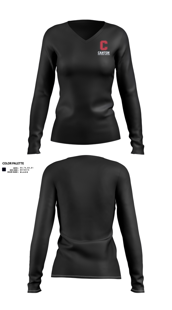 Womens Long Sleeve Vneck Shirt, Canton Bowling, Bowling, Teamtime, Team time, sublimation, custom sports apparel, team uniforms, spirit wear, spiritwear, sports uniforms, custom shirts, team store, custom team store, fundraiser sports, apparel fundraiser