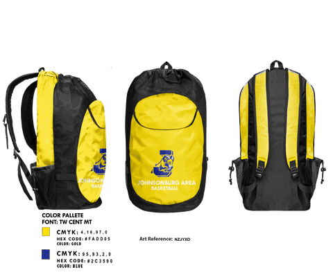 Gear Bag, Johnsonburg Area Senior High School Basketball, Men's Basketball, Teamtime, Team time, sublimation, custom sports apparel, team uniforms, spirit wear, spiritwear, sports uniforms, custom shirts, team store, custom team store, fundraiser sports, apparel fundraiser